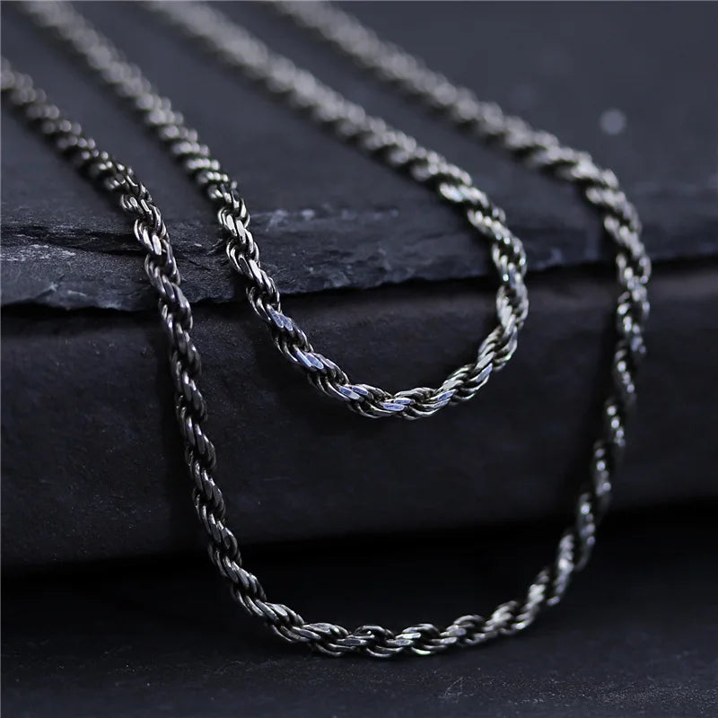 925 Sterling Silver Necklace 2mm Sweater Chain Thai Silver Jewelry
