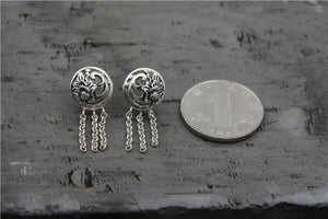 925 Sterling Silver Phoenix Tassel Earrings Allergy-Free Thai Silver Jewelry