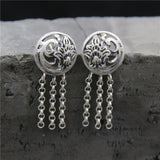 925 Sterling Silver Phoenix Tassel Earrings Allergy-Free Thai Silver Jewelry