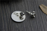 Vintage Rose Molded Silver Earrings