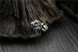 Vintage Rose Molded Silver Earrings