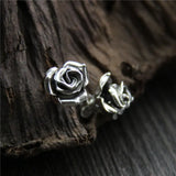 Vintage Rose Molded Silver Earrings