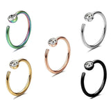 20G Stainless Steel Nose Hoop Ring CZ Gem Crystal Cartilage Earrings