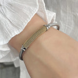 C Shape Bangle Bracelet Stainless Steel Adjustable Simplicity Gift