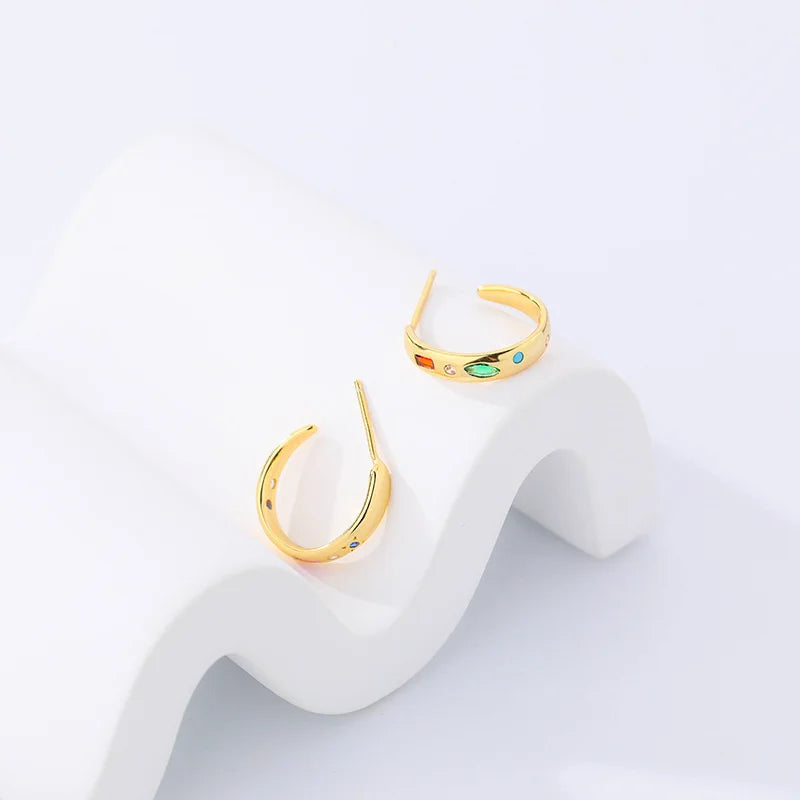 C-Zircon Stud Earrings 925 Silver for Mothers