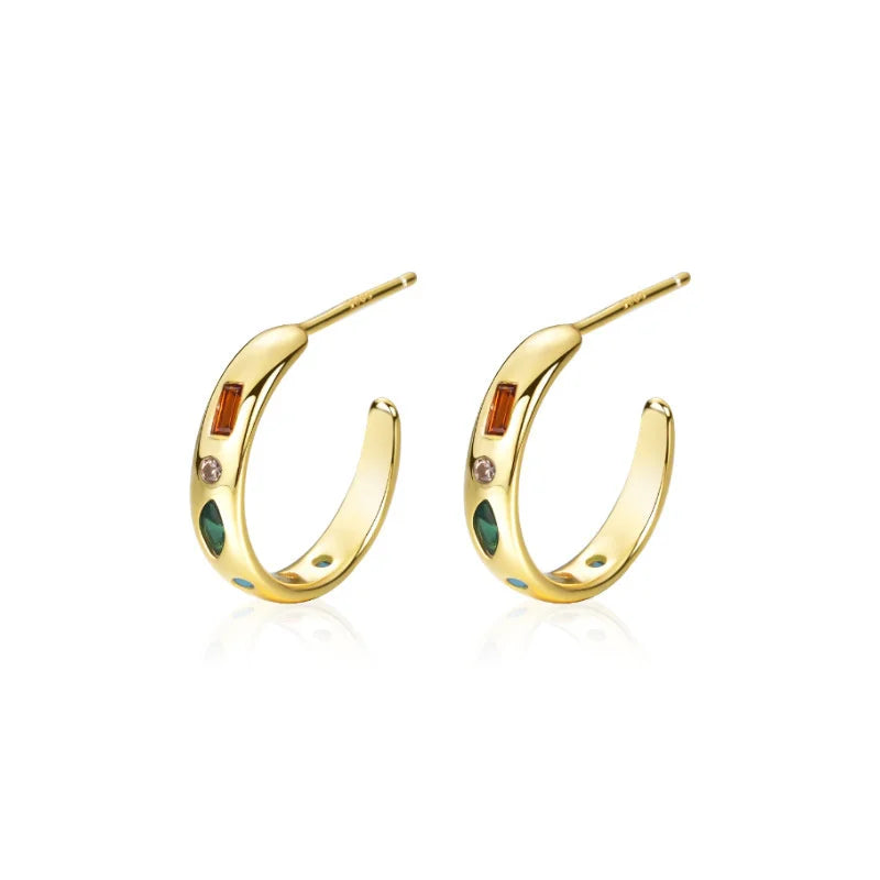 C-Zircon Stud Earrings 925 Silver for Mothers