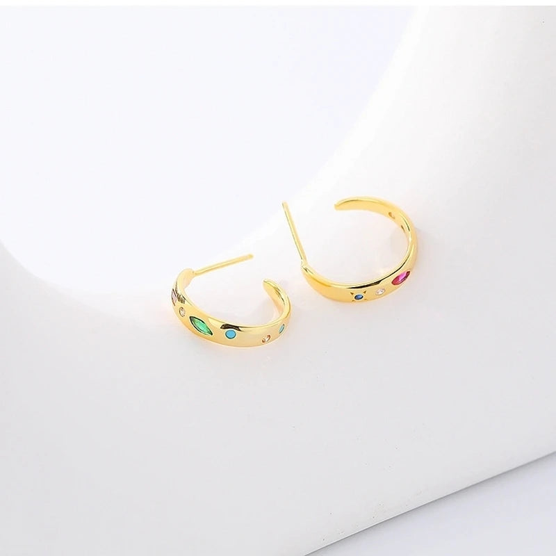 C-Zircon Stud Earrings 925 Silver for Mothers