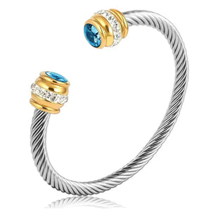 C-Shaped Stainless Steel Bracelet Zirconia Jewelry
