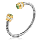 C-Shaped Stainless Steel Bracelet Zirconia Jewelry