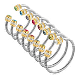 C-Shaped Stainless Steel Bracelet Zirconia Jewelry