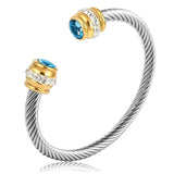 C-Shaped Stainless Steel Bracelet Zirconia Jewelry