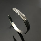 Tibetan Silver Feather Bangle Bracelet Stainless Steel Cuff Bangles YP8958