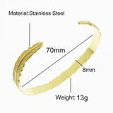 Tibetan Silver Feather Bangle Bracelet Stainless Steel Cuff Bangles YP8958
