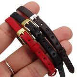 6mm Belt Bracelet Microfiber Leather Watchband Stainless Steel Fastener