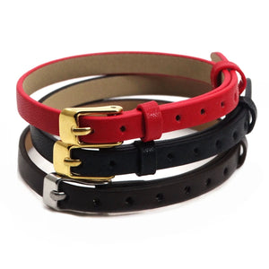 6mm Belt Bracelet Microfiber Leather Watchband Stainless Steel Fastener