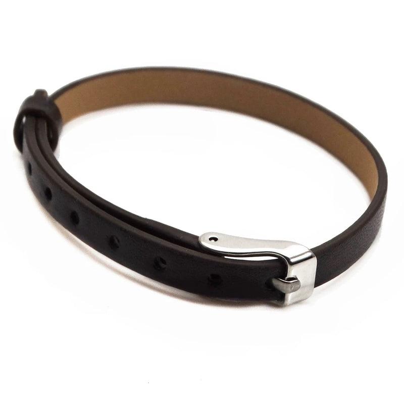 6mm Belt Bracelet Microfiber Leather Watchband Stainless Steel Fastener