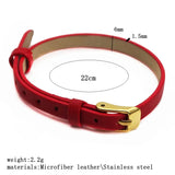 6mm Belt Bracelet Microfiber Leather Watchband Stainless Steel Fastener