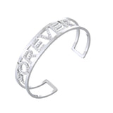 C-shaped Stainless Steel Bracelet with Zircon Men Women Letter Bracelet