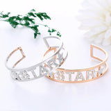 C-shaped Stainless Steel Bracelet with Zircon Men Women Letter Bracelet