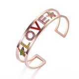C-shaped Stainless Steel Bracelet with Zircon Men Women Letter Bracelet