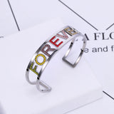 C-shaped Stainless Steel Bracelet with Zircon Men Women Letter Bracelet