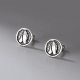 ZFSILVER 999 Buddha Hands Stud Earrings, Sterling Silver