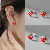 ZFSILVER S999 Silver Strawberry Stud Earrings