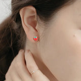 ZFSILVER S999 Silver Strawberry Stud Earrings
