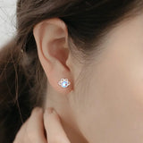 S999 Silver Cat Paw Screw Balls Stud Earrings