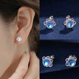 S999 Silver Cat Paw Screw Balls Stud Earrings