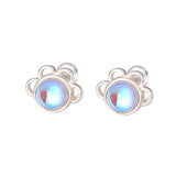 S999 Silver Cat Paw Screw Balls Stud Earrings