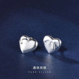 ZFSILVER 999 Sterling Silver Sweet Heart Screw Ball Stud Earring