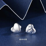 ZFSILVER 999 Sterling Silver Sweet Heart Screw Ball Stud Earring