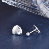 ZFSILVER 999 Sterling Silver Sweet Heart Screw Ball Stud Earring