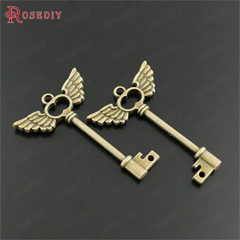Antique Bronze Angle Wing Key Charms Pendants DIY Jewelry Findings