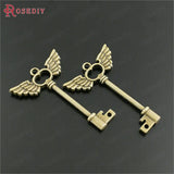 Antique Bronze Angle Wing Key Charms Pendants DIY Jewelry Findings