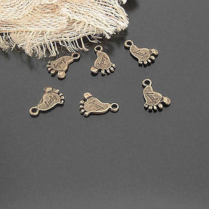 100pcs 12x10mm Antique Bronze Feet Charms Pendants DIY Jewelry Findings
