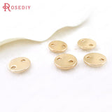 10pcs 6mm High Champagne Stainless Steel 2 holes Round Charms Jewelry Findings