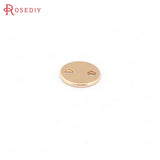 10pcs 6mm High Champagne Stainless Steel 2 holes Round Charms Jewelry Findings