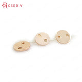 10pcs 6mm High Champagne Stainless Steel 2 holes Round Charms Jewelry Findings