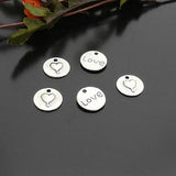 Antique Bronze Round Charms Pendants Love Hearts DIY Jewelry Findings