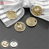 Antique Bronze Round Charms Pendants Love Hearts DIY Jewelry Findings