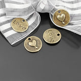 Antique Bronze Round Charms Pendants Love Hearts DIY Jewelry Findings