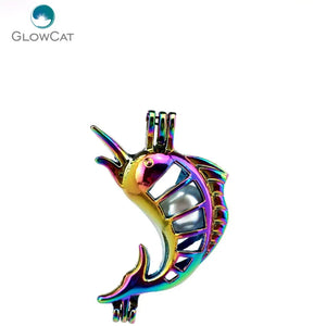 C203 5pcs Narwhale Bead Cage Pendant Pearl Locket Fairytale Party