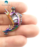 C203 5pcs Narwhale Bead Cage Pendant Pearl Locket Fairytale Party