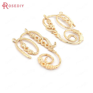 6pcs 32*23mm Brass Curling Charms Pendants DIY Jewelry Findings