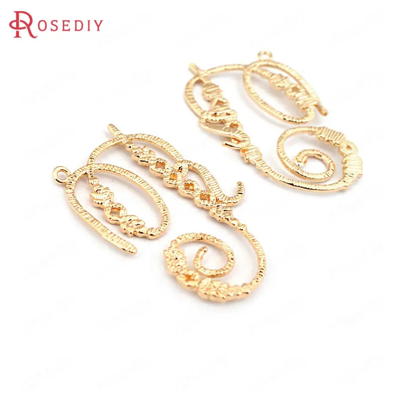 6pcs 32*23mm Brass Curling Charms Pendants DIY Jewelry Findings