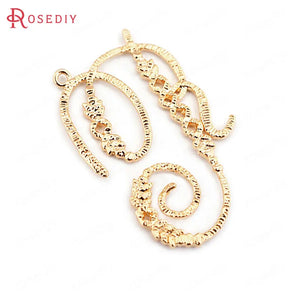 6pcs 32*23mm Brass Curling Charms Pendants DIY Jewelry Findings