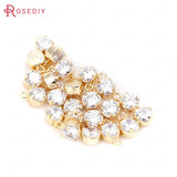 6pc 7*10mm Hole 1mm Brass + Zircon Round Charms Pendants DIY Jewelry