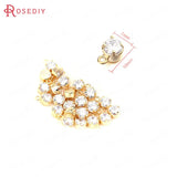 6pc 7*10mm Hole 1mm Brass + Zircon Round Charms Pendants DIY Jewelry